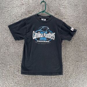 Vintage Carolina Panthers Shirt Youth Medium Black Logo Athletic Single Boys Kid